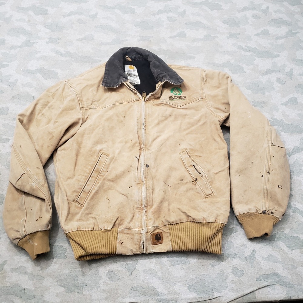 Vintage Carhartt J14 CML Jacket Mens Medium Tan Distressed Santa Fe Workwear
